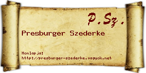 Presburger Szederke névjegykártya